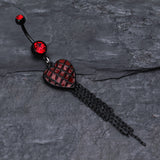Detail View 2 of Blackline Red Heart Chain Tassel Belly Ring-Red
