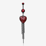Blackline Red Heart Chain Tassel Belly Ring