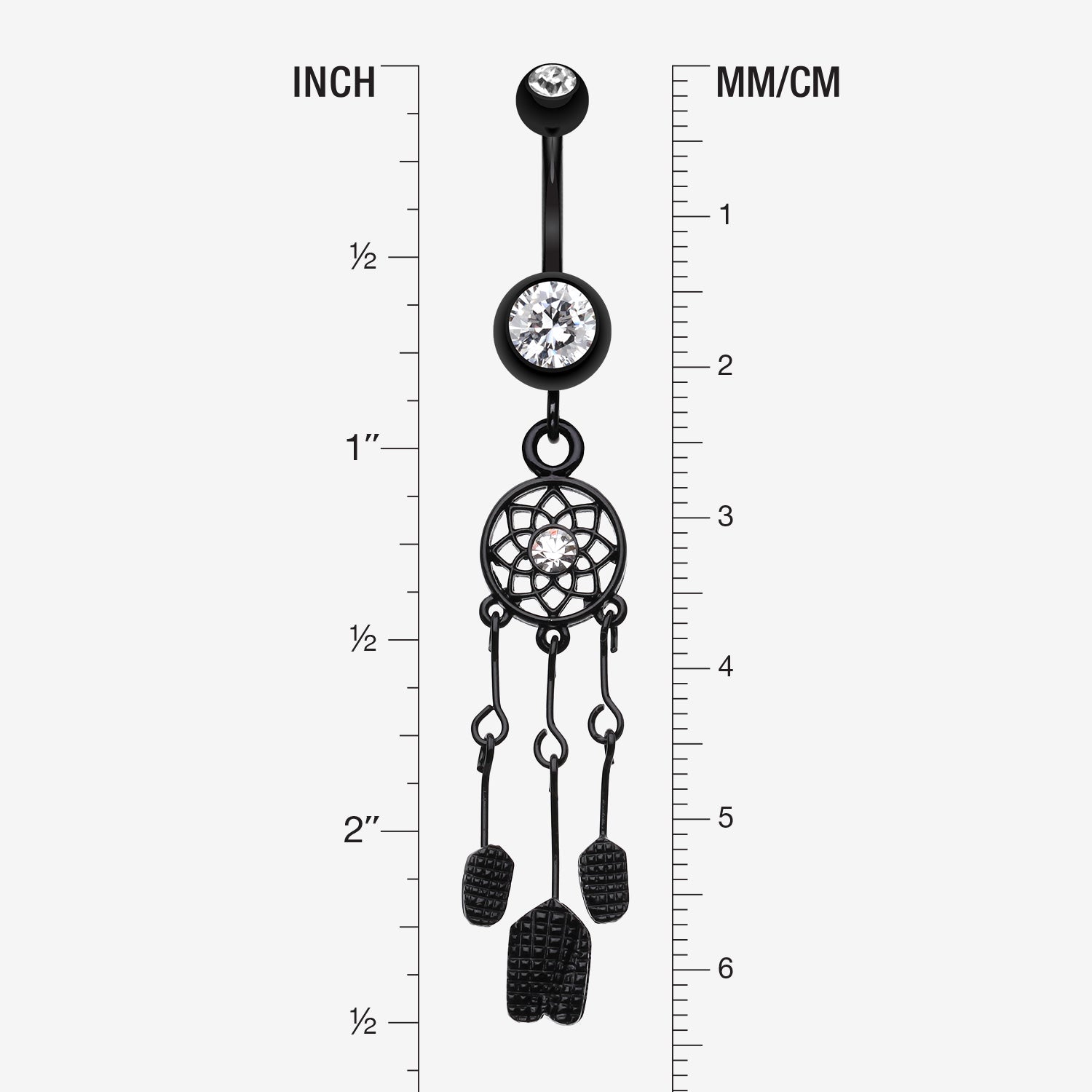 Detail View 1 of Blackline Dreamcatcher Belly Button Ring-Black