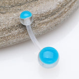 Detail View 2 of Glow in the Dark Acrylic Ball Bio Flexible Shaft Belly Button Ring-Blue