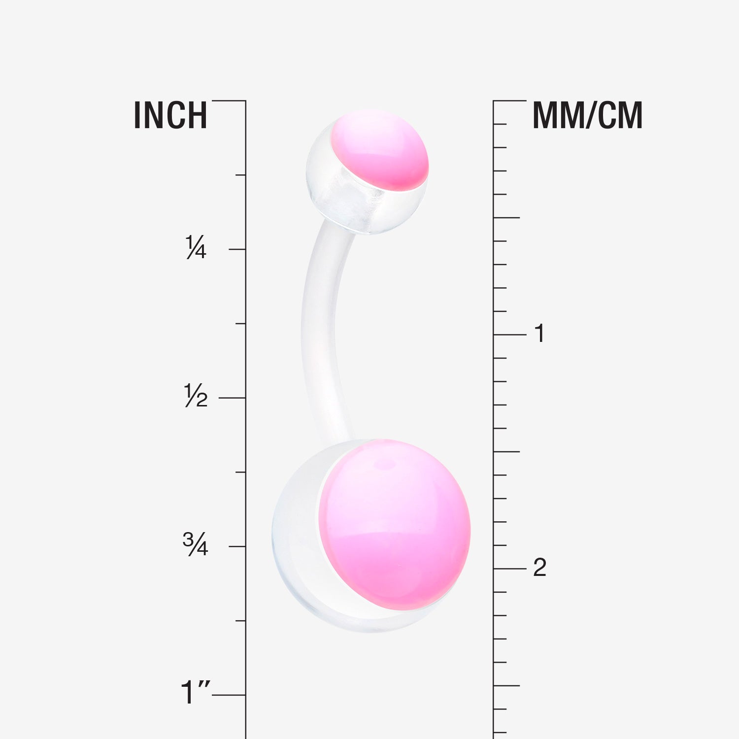 Detail View 1 of Glow in the Dark Acrylic Ball Bio Flexible Shaft Belly Button Ring-Pink