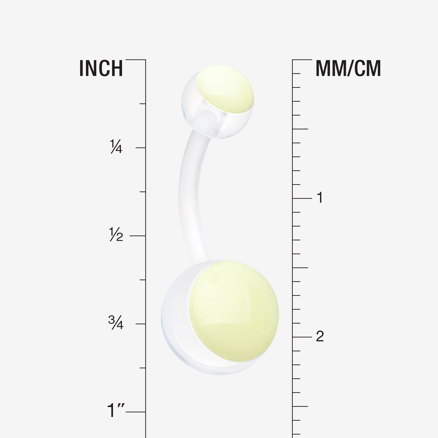 Detail View 1 of Glow in the Dark Acrylic Ball Bio Flexible Shaft Belly Button Ring-Yellow