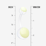 Detail View 1 of Glow in the Dark Acrylic Ball Bio Flexible Shaft Belly Button Ring-Yellow