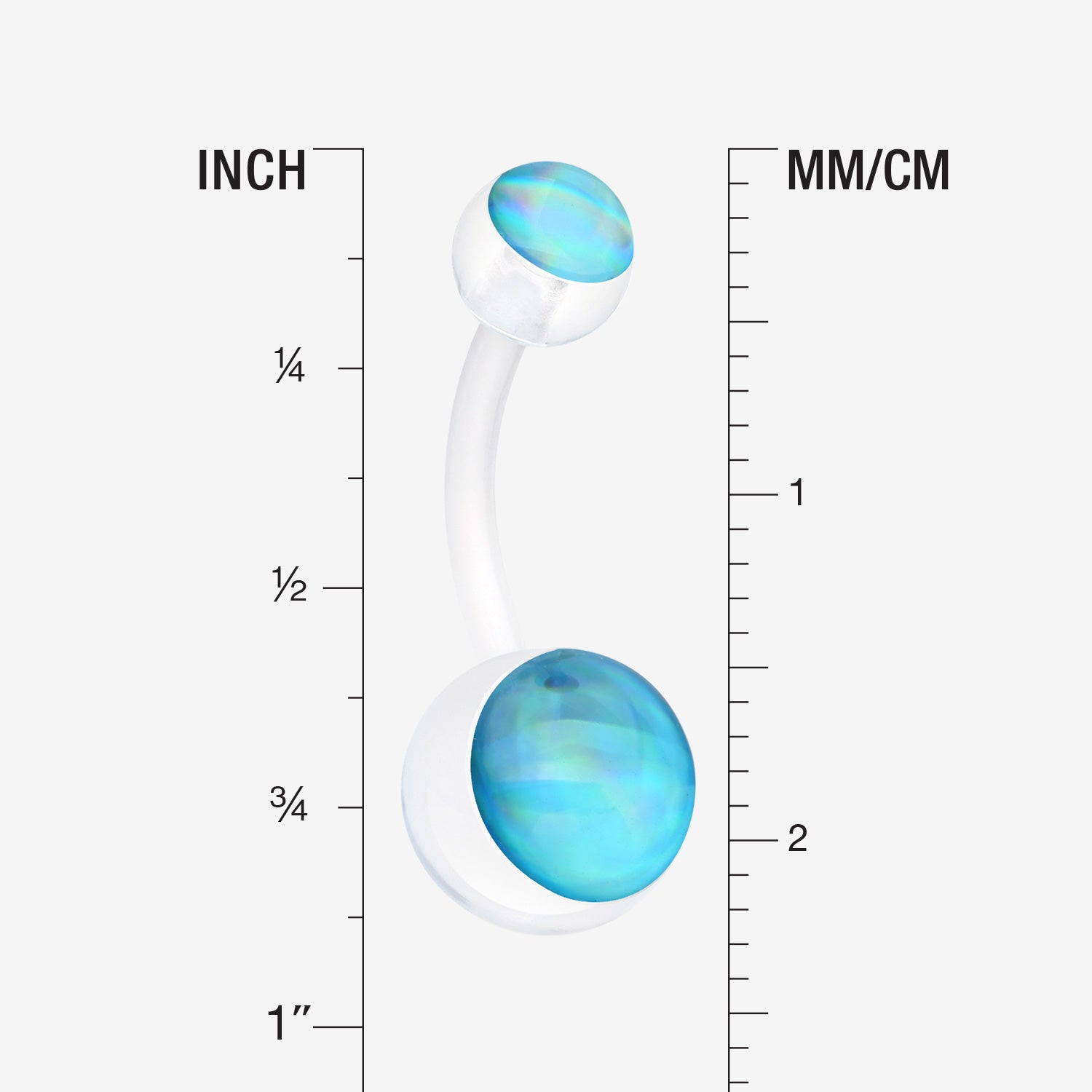 Detail View 1 of Holographic Acrylic Ball Bio Flexible Shaft Belly Button Ring-Light Blue