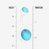Detail View 1 of Holographic Acrylic Ball Bio Flexible Shaft Belly Button Ring-Light Blue