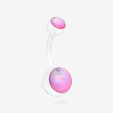 Holographic Acrylic Ball Bio Flexible Shaft Belly Button Ring