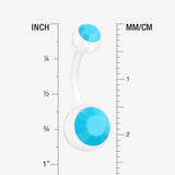 Detail View 1 of Turquoise Bead Acrylic Ball Bio Flexible Shaft Belly Button Ring-Turquoise
