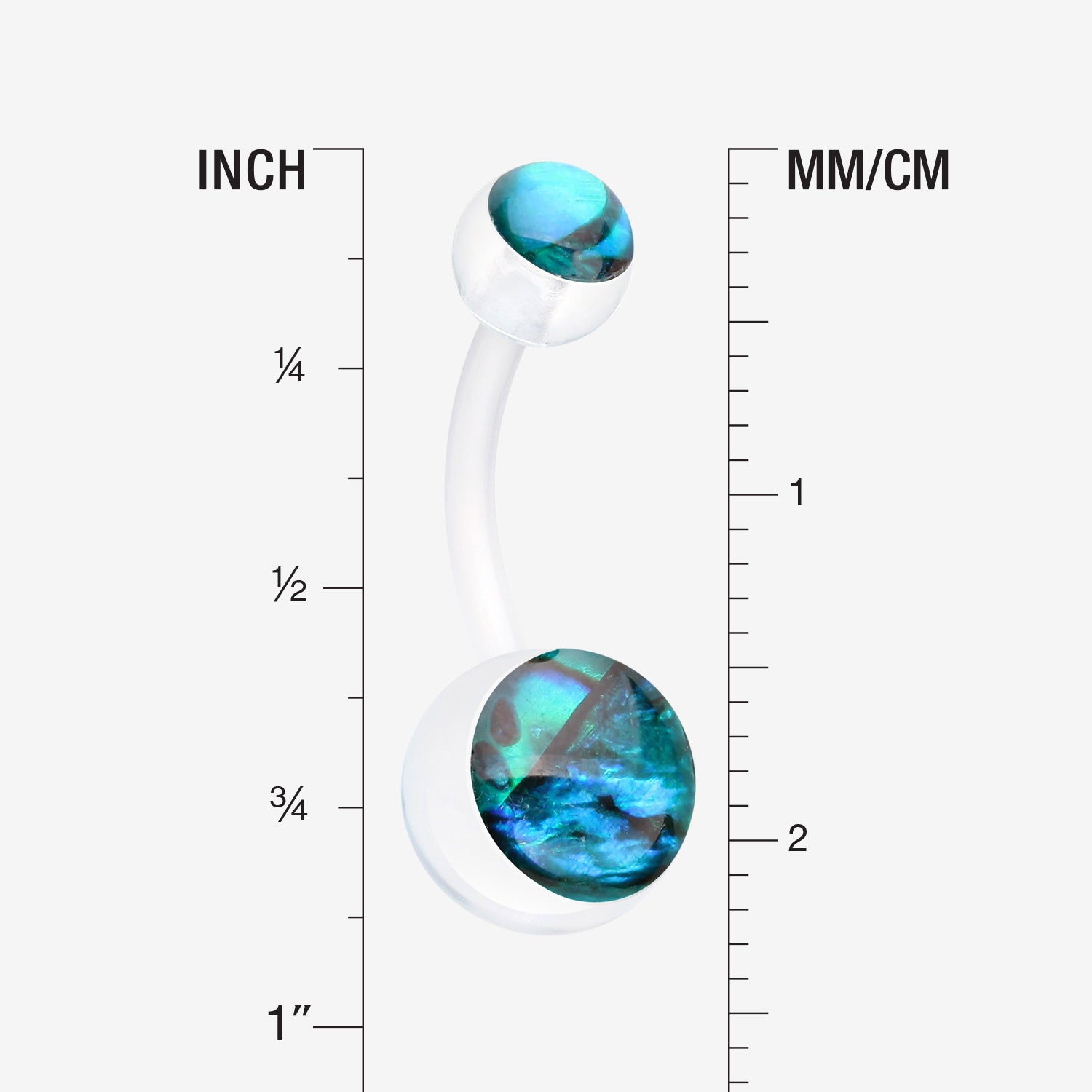 Detail View 1 of Abalone Shell Acrylic Ball Bio Flexible Shaft Belly Button Ring