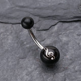 Detail View 2 of G-Clef Acrylic Belly Button Ring-Black