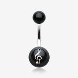 G-Clef Acrylic Belly Button Ring-Black