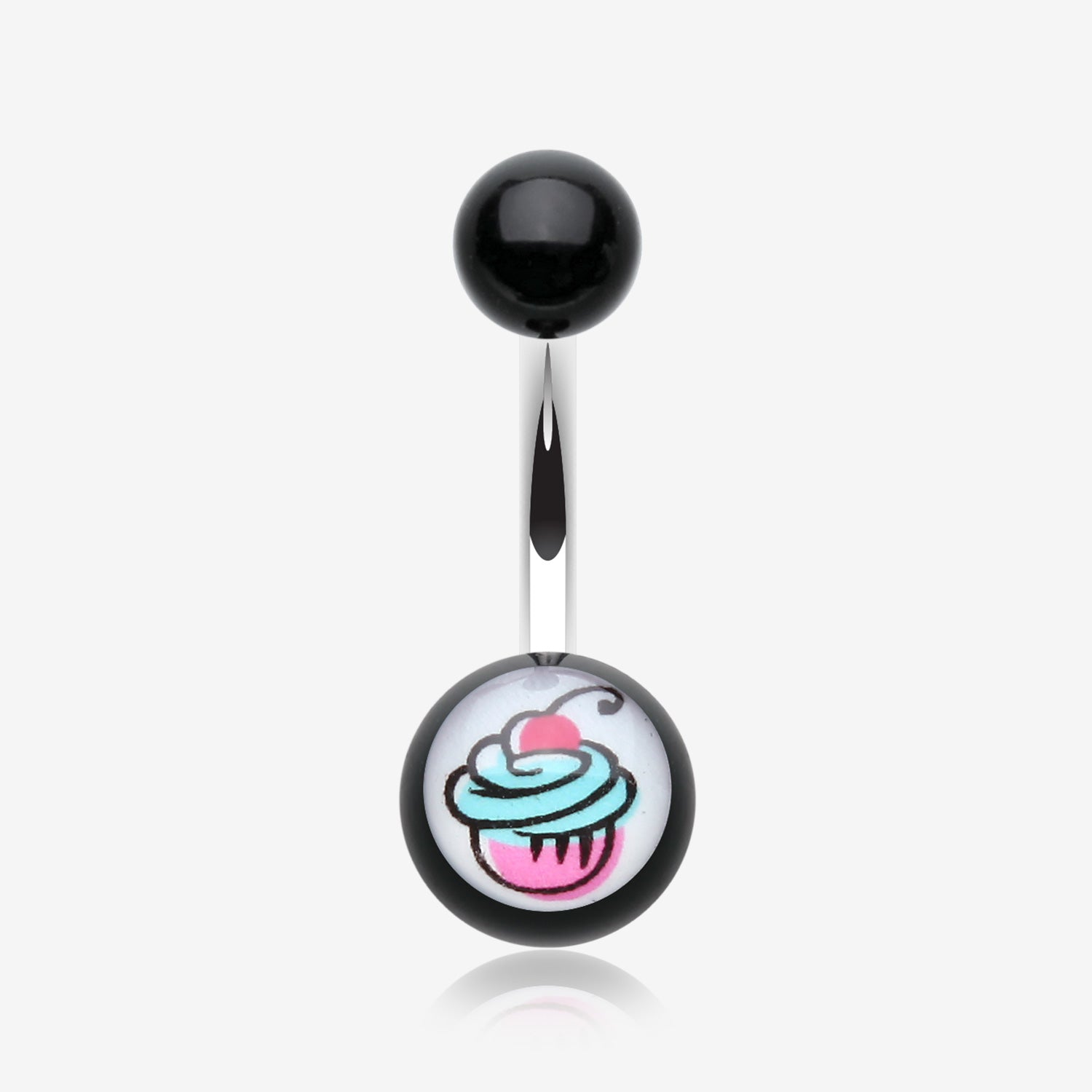 Cupcake Delight Acrylic Belly Button Ring-Pink/Fuchsia