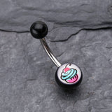 Detail View 2 of Cupcake Delight Acrylic Belly Button Ring-Pink/Fuchsia