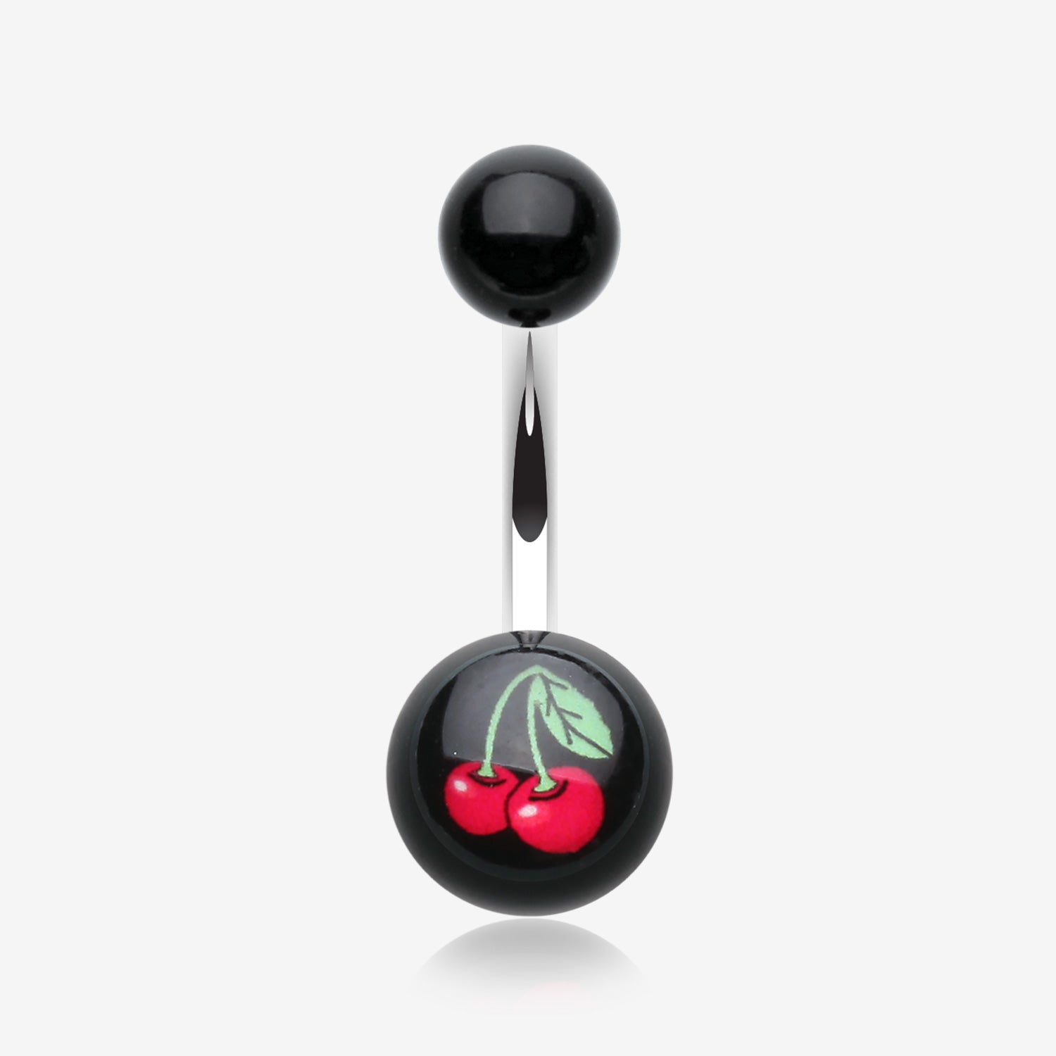 Cherry Acrylic Logo Belly Button Ring-Red