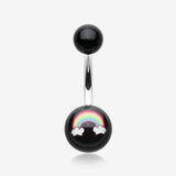 Rainbow Clouds Acrylic Logo Belly Button Ring