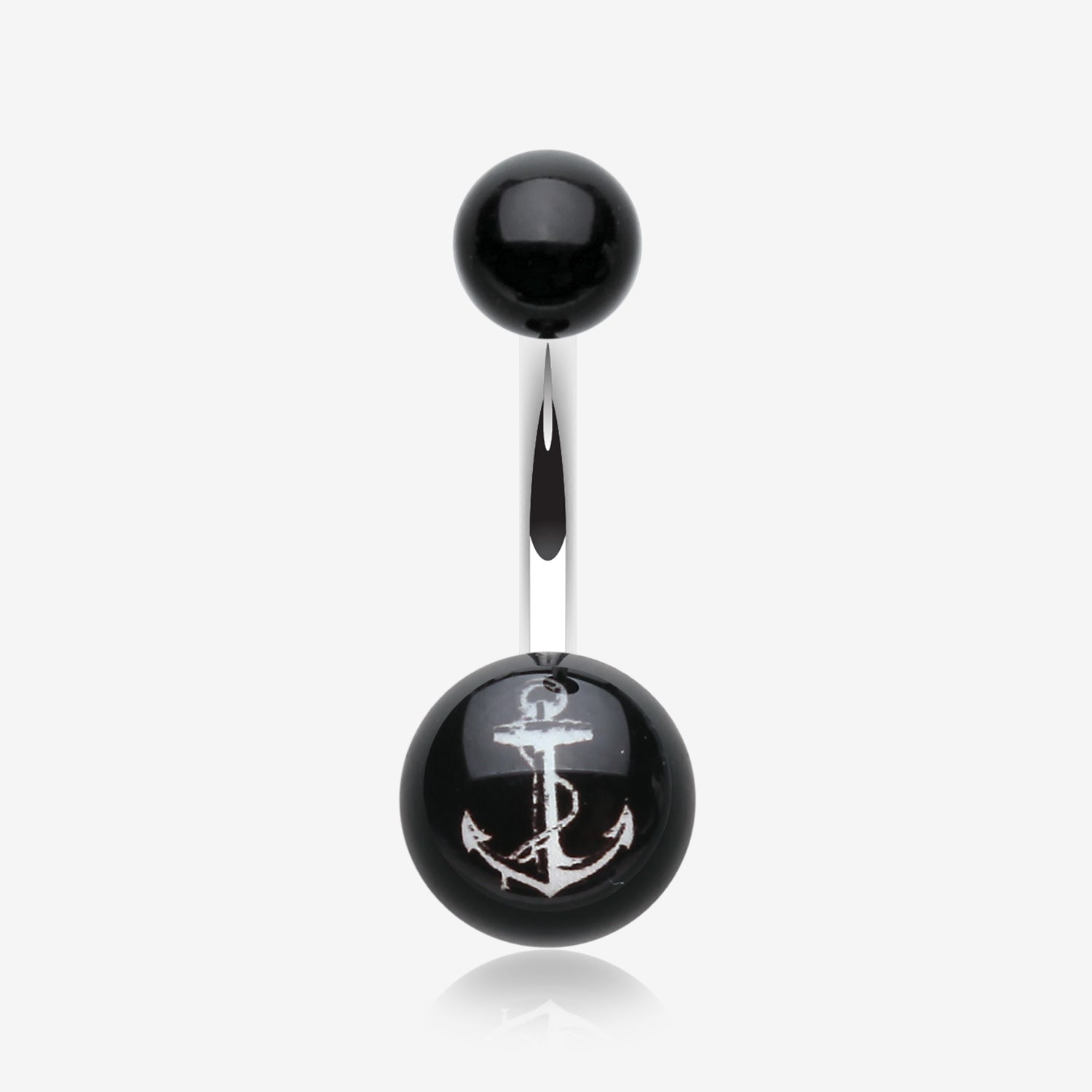 Classic Anchor Acrylic Logo Belly Button Ring-Black
