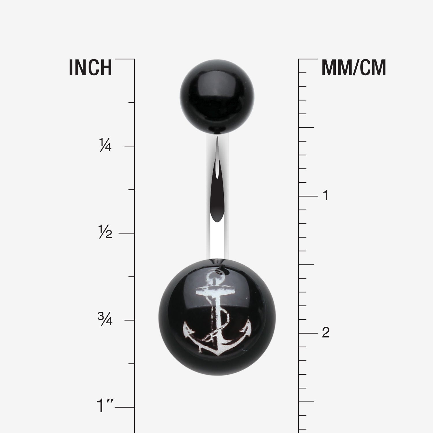 Detail View 1 of Classic Anchor Acrylic Logo Belly Button Ring-Black