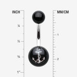 Detail View 1 of Classic Anchor Acrylic Logo Belly Button Ring-Black