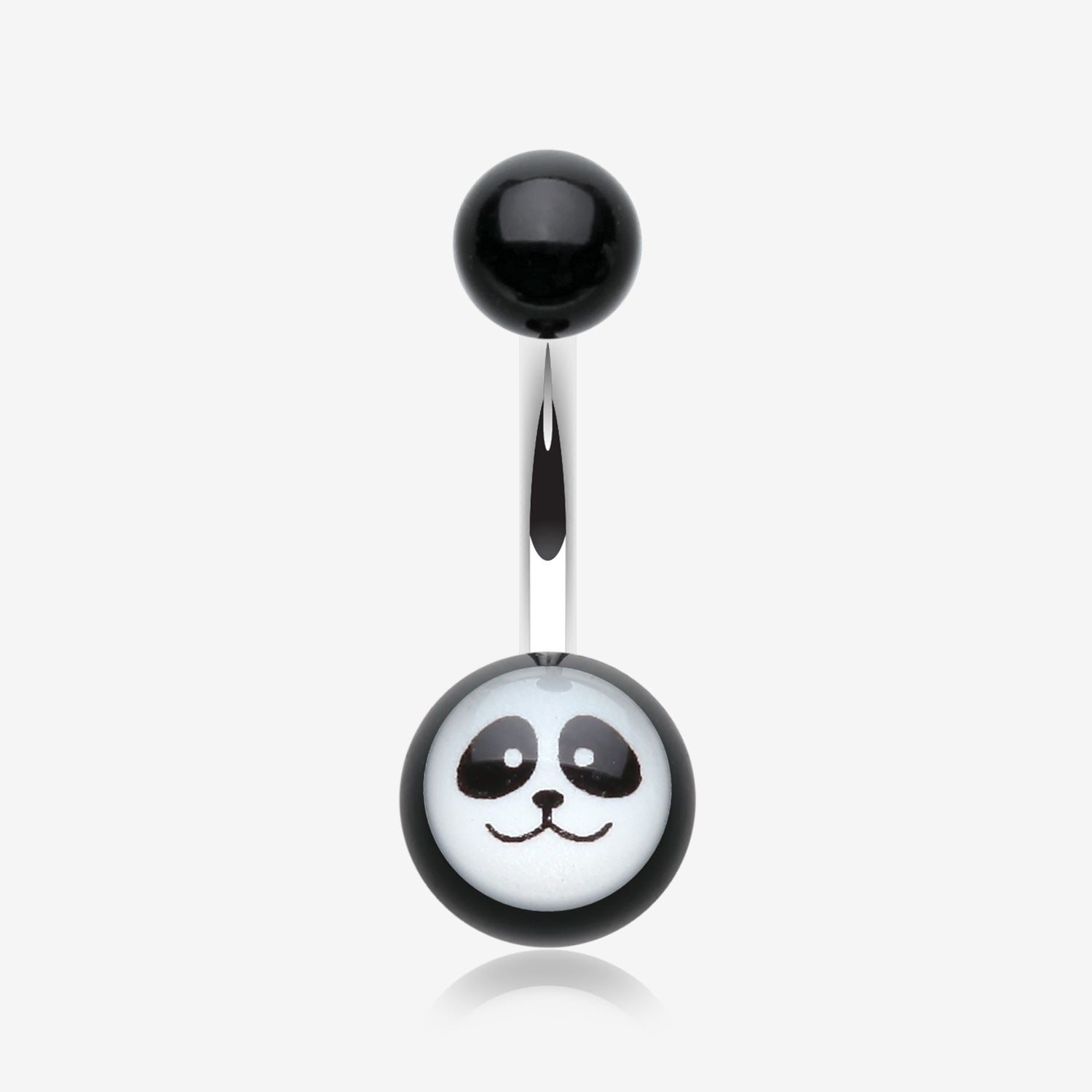 Panda Face Acrylic Logo Belly Button Ring-Black