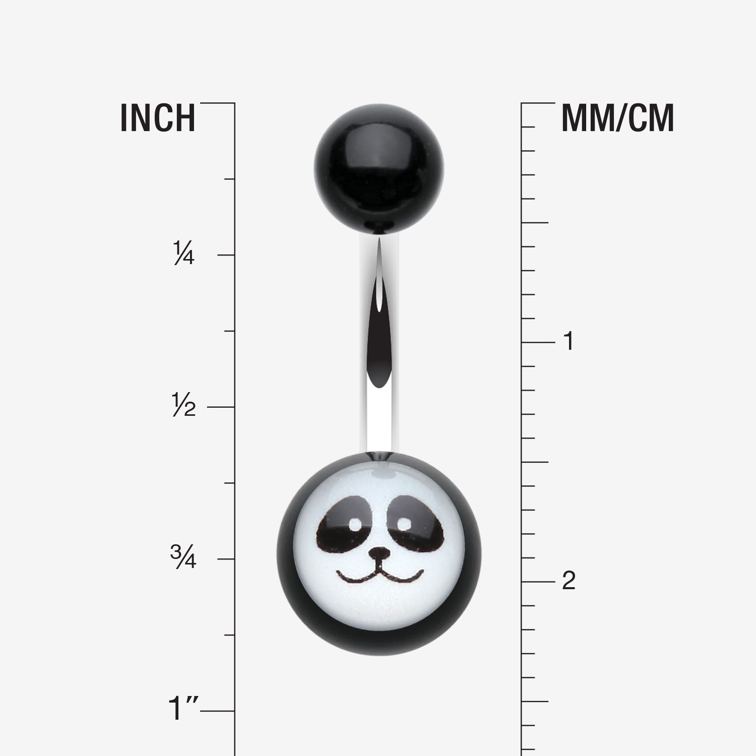 Detail View 1 of Panda Face Acrylic Logo Belly Button Ring-Black