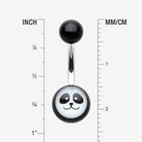 Detail View 1 of Panda Face Acrylic Logo Belly Button Ring-Black