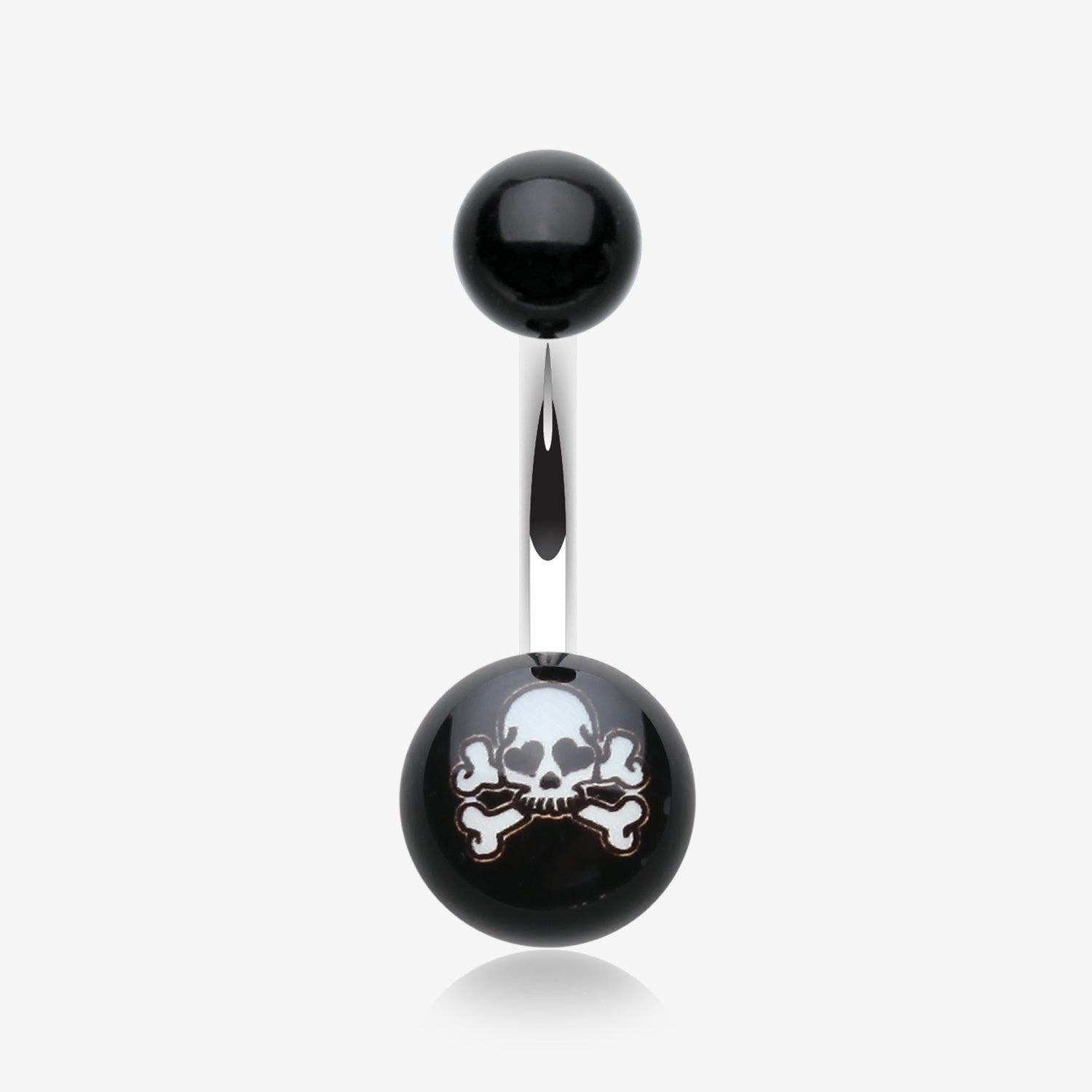 Pirate Skull Acrylic Logo Belly Button Ring-Black