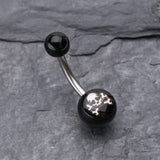 Detail View 2 of Pirate Skull Acrylic Logo Belly Button Ring-Black
