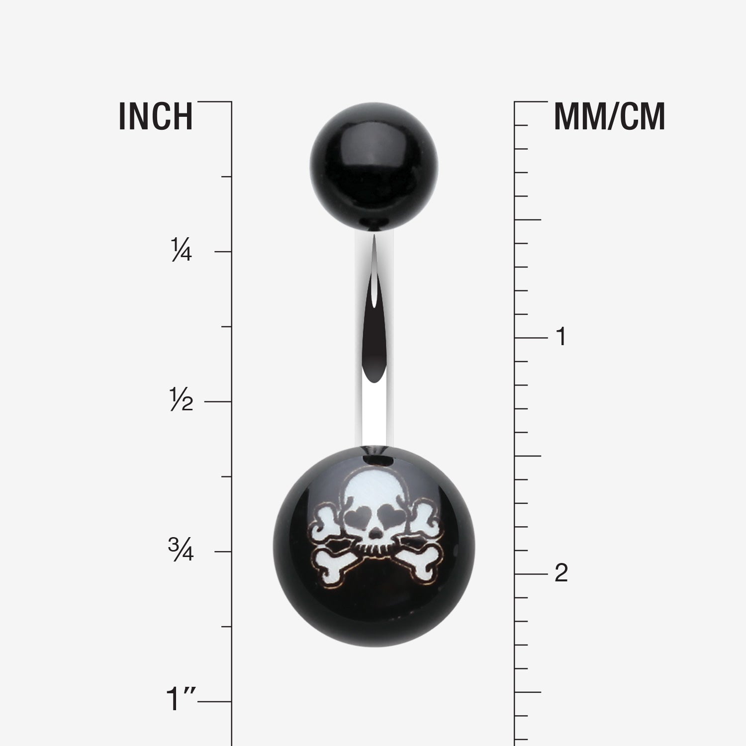 Detail View 1 of Pirate Skull Acrylic Logo Belly Button Ring-Black