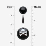 Detail View 1 of Pirate Skull Acrylic Logo Belly Button Ring-Black
