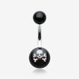Pirate Skull Acrylic Logo Belly Button Ring-Black
