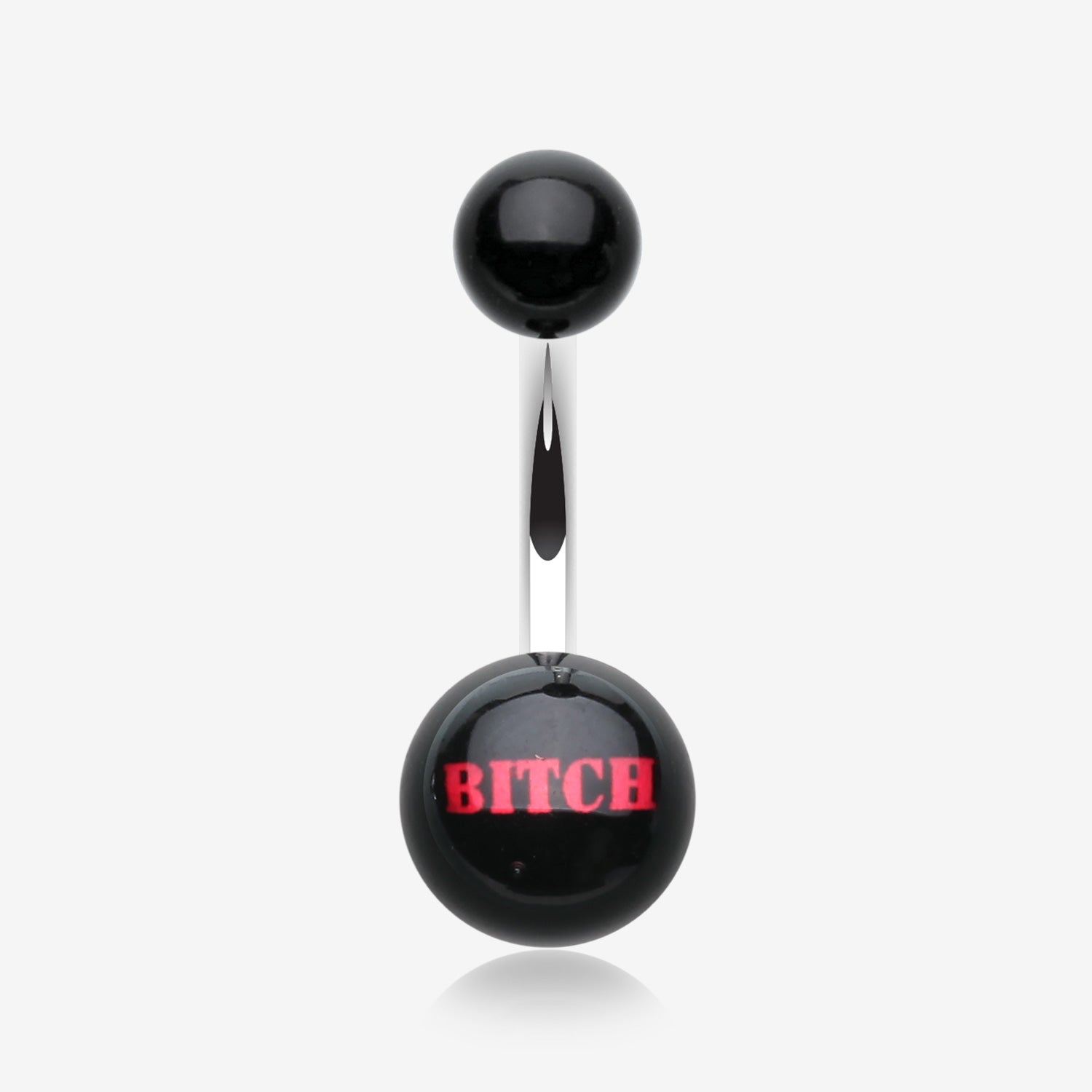 BITCH' Acrylic Logo Belly Button Ring-Black
