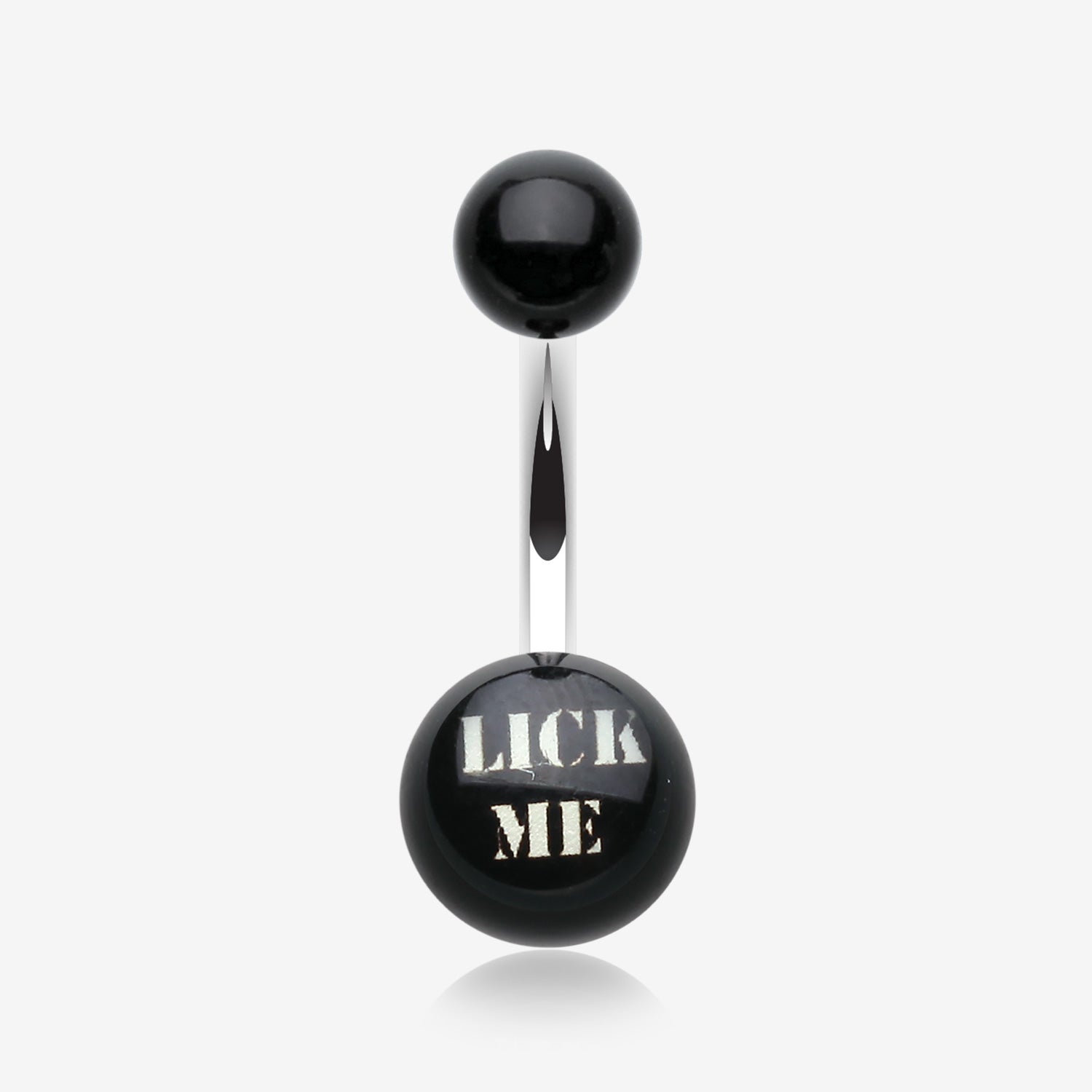 LICK ME' Acrylic Logo Belly Button Ring-Black