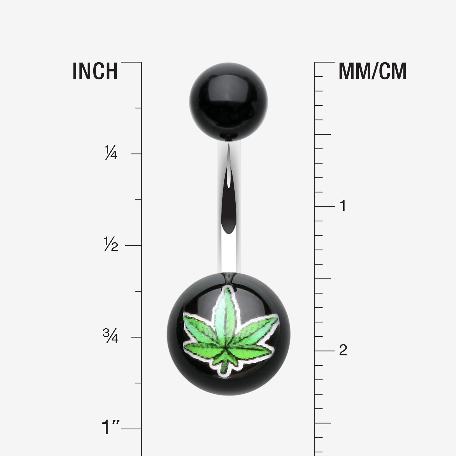 Detail View 1 of Pot Leaf Acrylic Logo Belly Button Ring-Green