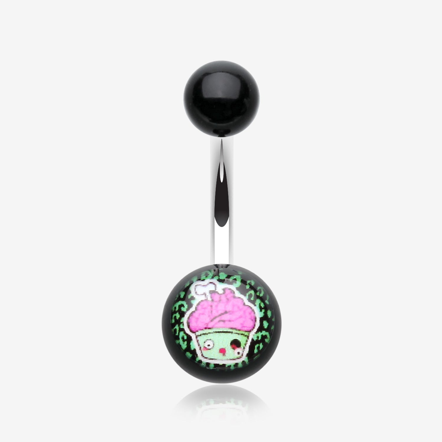 Zombie Cupcake Acrylic Logo Belly Button Ring-Pink/Fuchsia