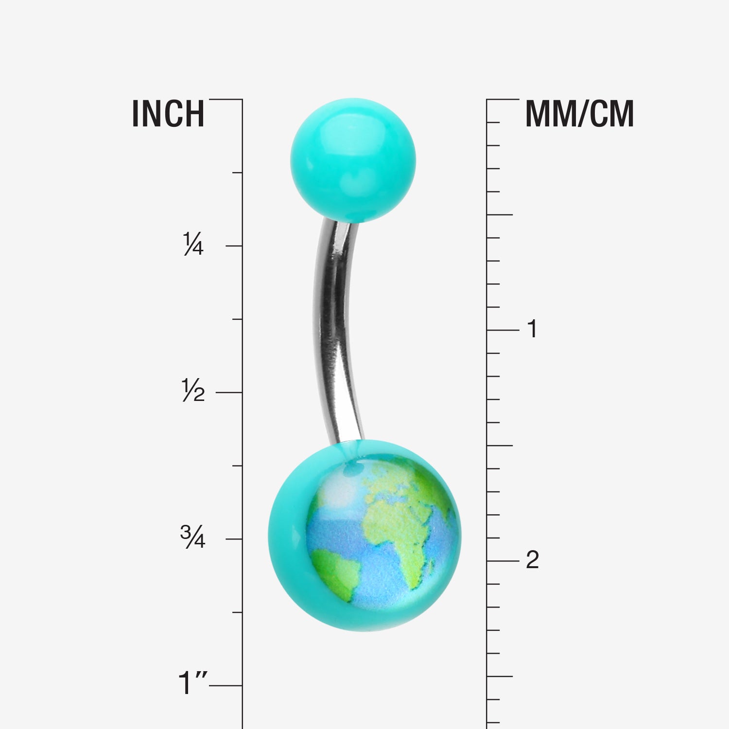 Detail View 1 of Planet Earth Acrylic Logo Belly Button Ring-Teal