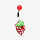 Glittery Strawberry Belly Button Ring