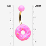 Detail View 1 of Sweet Pink Frost Sprinkled Donut Non Dangle Belly Button Ring-Pink
