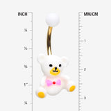 Detail View 1 of Adorable Teddy Baby Bear Non Dangle Belly Button Ring-White