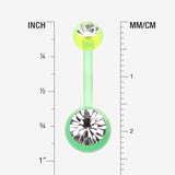 Detail View 1 of Bio Flexible Shaft Gem Ball Acrylic Belly Button Ring-Light Green