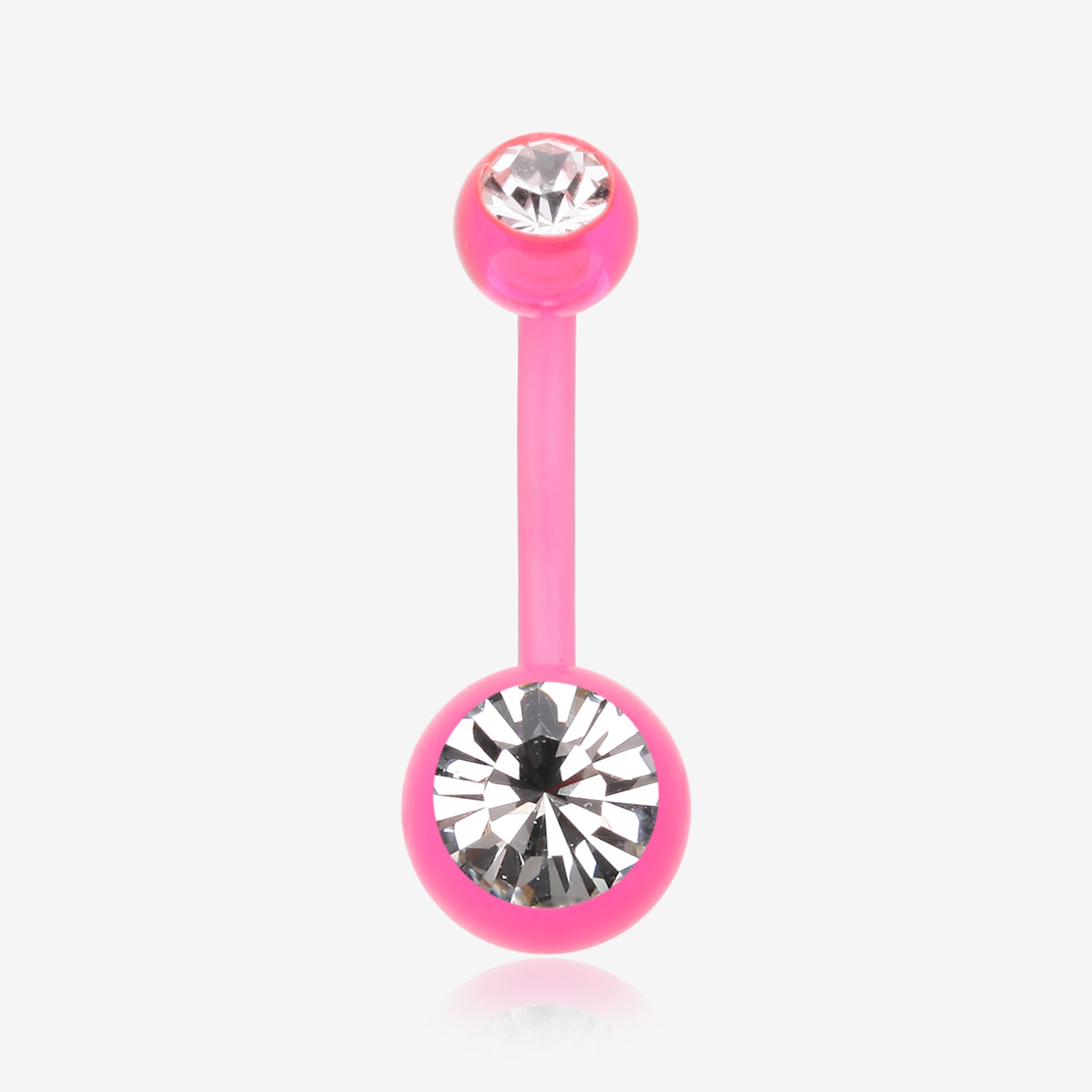 Bio Flexible Shaft Gem Ball Acrylic Belly Button Ring-Pink