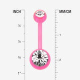 Detail View 1 of Bio Flexible Shaft Gem Ball Acrylic Belly Button Ring-Pink