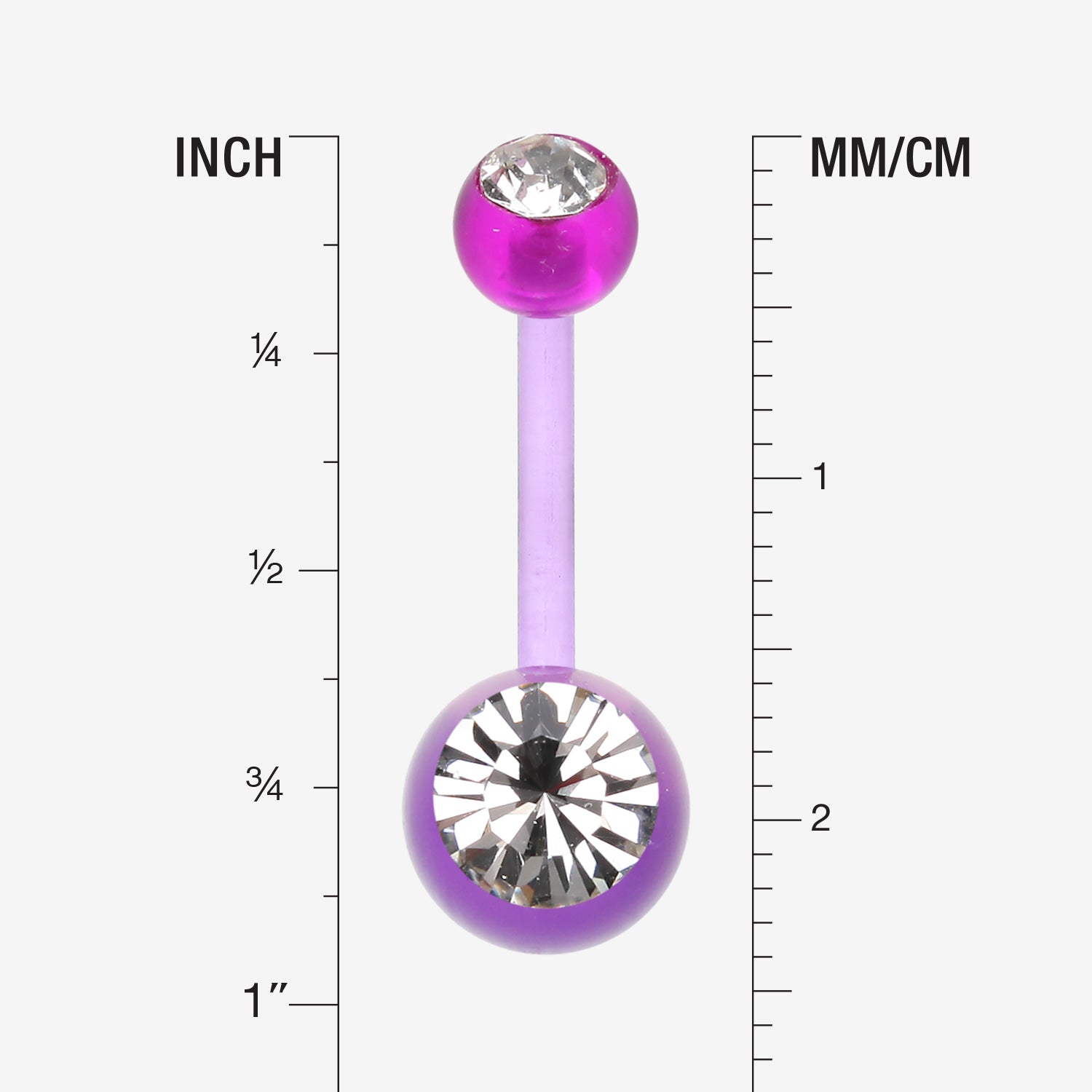 Detail View 1 of Bio Flexible Shaft Gem Ball Acrylic Belly Button Ring-Purple