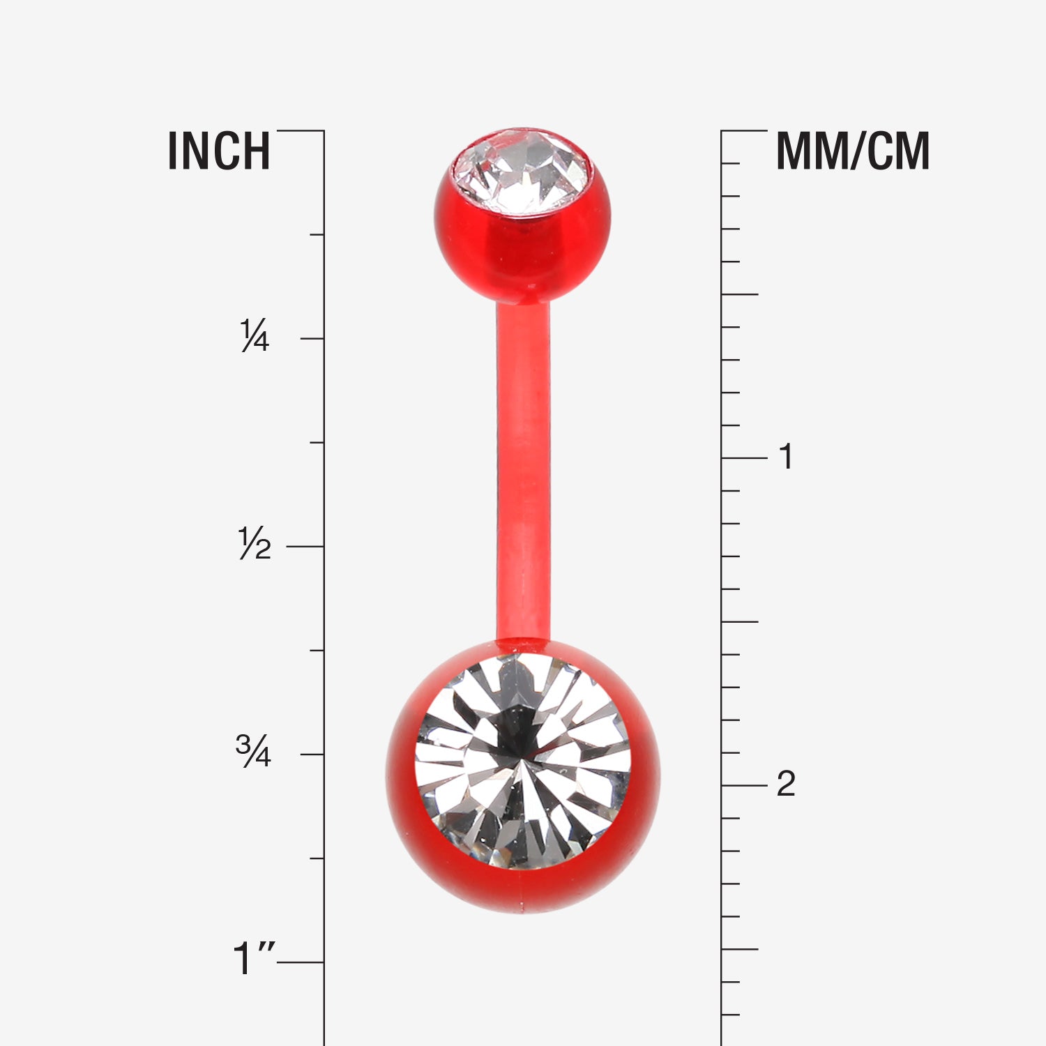 Detail View 1 of Bio Flexible Shaft Gem Ball Acrylic Belly Button Ring-Red