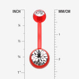 Detail View 1 of Bio Flexible Shaft Gem Ball Acrylic Belly Button Ring-Red
