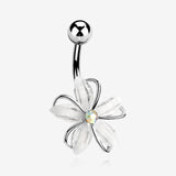 Sparkle Frosted Flower Shimmer Belly Button Ring