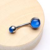 Detail View 2 of Iridescent Holographic Sparkle Belly Button Ring-Blue