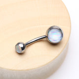 Detail View 2 of Iridescent Holographic Sparkle Belly Button Ring-Clear Gem