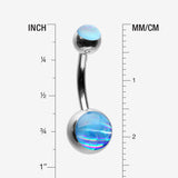 Detail View 1 of Iridescent Holographic Sparkle Belly Button Ring-Light Blue