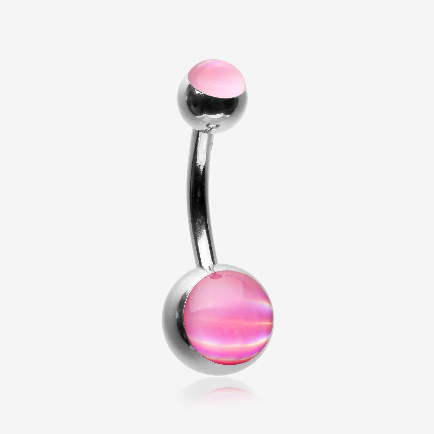 Iridescent Holographic Sparkle Belly Button Ring-Pink