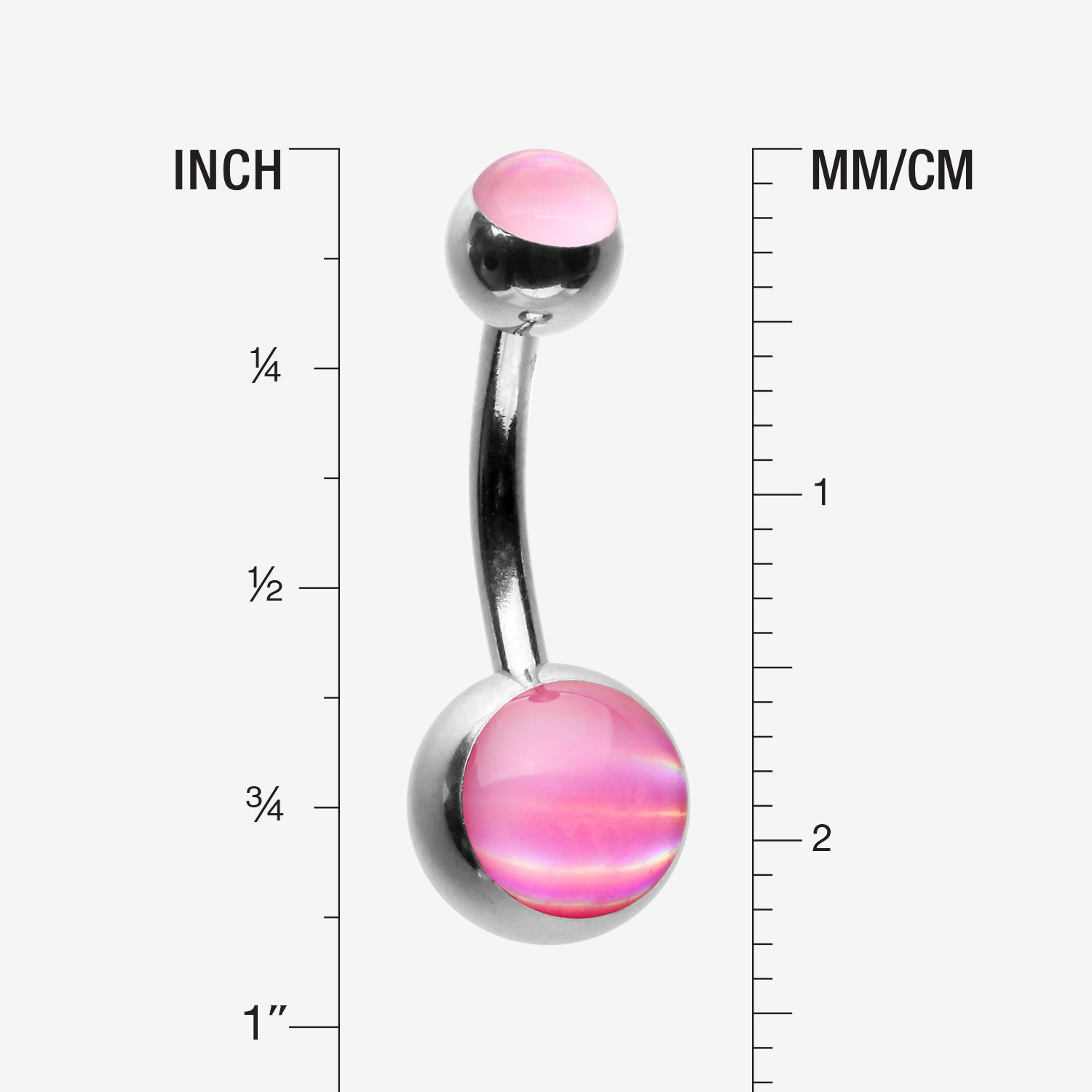 Detail View 1 of Iridescent Holographic Sparkle Belly Button Ring-Pink