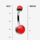 Detail View 1 of Iridescent Holographic Sparkle Belly Button Ring-Red